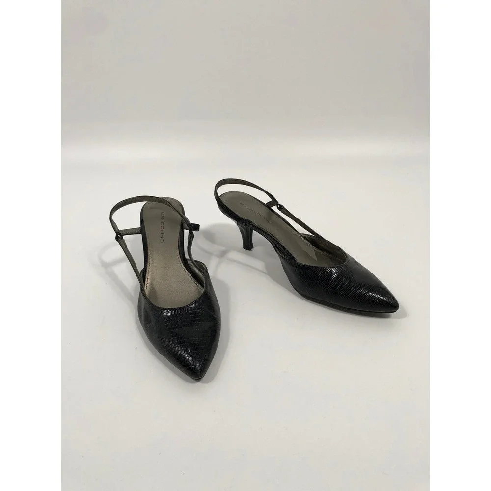 Bandolino Slingback Pointed Toe Kitten Heels Women 7.5 Black 90s Minimalist Chic